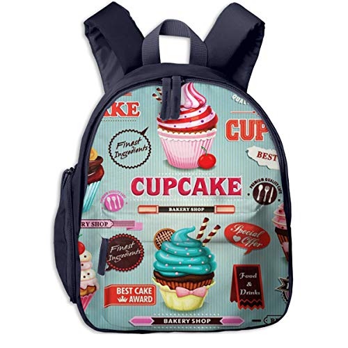 Mochilas Infantiles, Bolsa Mochila Niño Mochila Bebe Guarderia Mochila Escolar con Bizcocho de Muffin Cupcake Party para Niños De 3 a 6 Años De Edad