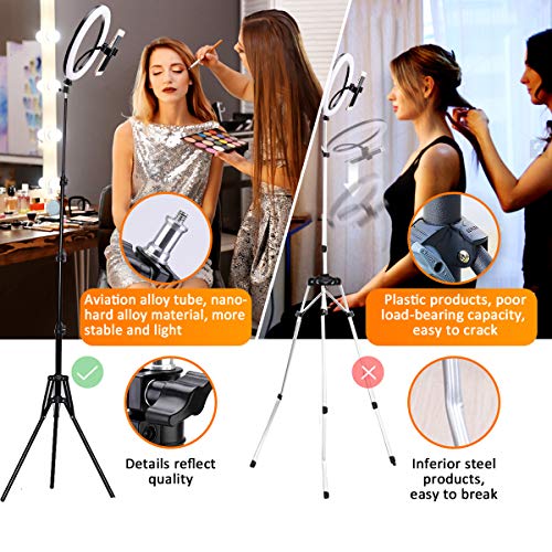 MOHOO 10"Anillo de Luz 3 Colores y 10 Brillos Regulables Control Remoto Máximo 1800 lúmenes Aro de Luz con Dos Trípodes Ajustables 78-160 cm para Movil y Camara Youtube/Selfie/Video/Maquillaje/TIK Tok