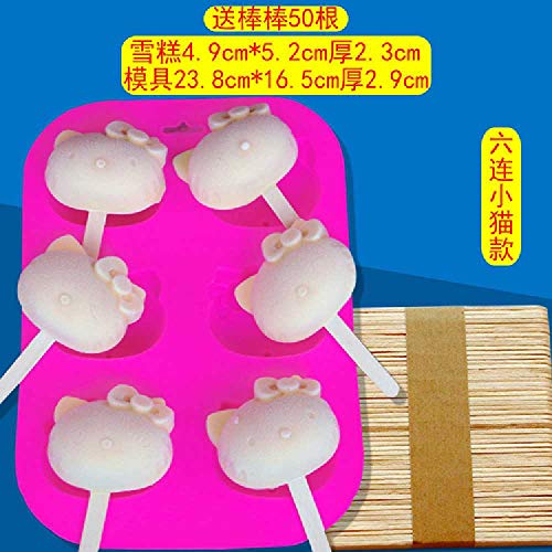 Molde De Helado Paletas De Helado Paletas De Hielo Hecho De Silicona De Silicona Creativo Molde De Helado Casero 10.8 * 11 * 3.5 /Los moldes para gatos Doraemon dan 50 palitos por pieza