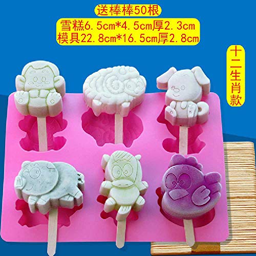 Molde De Helado Paletas De Helado Paletas De Hielo Hecho De Silicona De Silicona Creativo Molde De Helado Casero 10.8 * 11 * 3.5 /Los moldes para gatos Doraemon dan 50 palitos por pieza