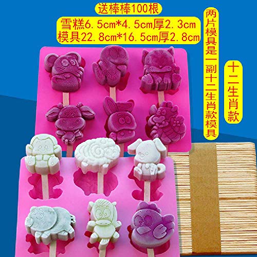 Molde De Helado Paletas De Helado Paletas De Hielo Hecho De Silicona De Silicona Creativo Molde De Helado Casero 10.8 * 11 * 3.5 /Los moldes para gatos Doraemon dan 50 palitos por pieza