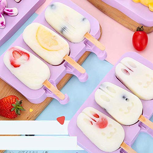 Molde para Helados, Reutilizable Moldes Silicona, Fabricantes de Paletas Heladas, Moldes de Silicona para Helados, Herramientas de Perfecto Para FiestasApto para adultos y niños(3 frutas diferentes)