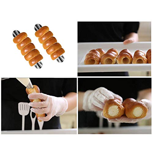 Moldes de Acero Inoxidable de Cannoli para Panqueques, FantasyDay Juego de 30 Moldes de Croissant para Hornear Tubos para Croissant Shell Cream Roll - Utensilios de Repostería para Manga Pastelera