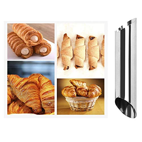 Moldes de Acero Inoxidable de Cannoli para Panqueques, FantasyDay Juego de 30 Moldes de Croissant para Hornear Tubos para Croissant Shell Cream Roll - Utensilios de Repostería para Manga Pastelera