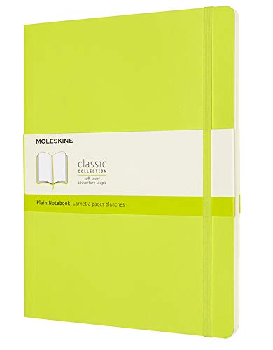 Moleskine - Cuaderno Clásico con Hojas en Blanco, Tapa Blanda y Cierre con Goma Elástica, Tamaño XL 19 x 25 cm, Color Verde Limón, 192 páginas