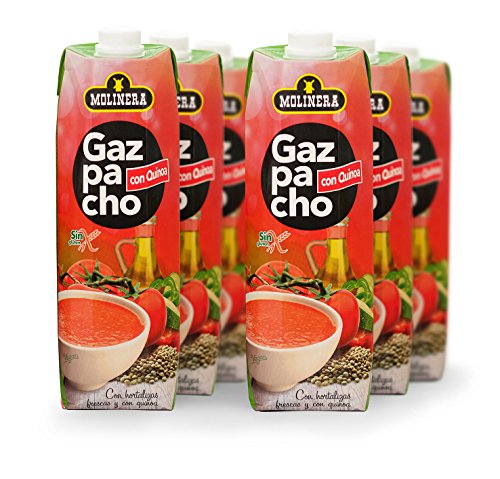 Molinera Gazpacho con Quinoa - Paquete de 6 x 1000 ml - Total: 6000 ml