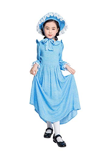 MOLINGXUAN Disfraces de Halloween, Disfraces de Halloween Granja Uniforme Azul de la Muchacha del niño del Lunar Cos Vestido de la Criada,S