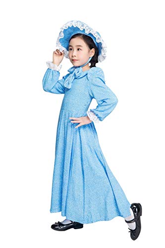 MOLINGXUAN Disfraces de Halloween, Disfraces de Halloween Granja Uniforme Azul de la Muchacha del niño del Lunar Cos Vestido de la Criada,S