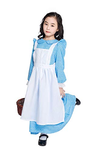 MOLINGXUAN Disfraces de Halloween, Disfraces de Halloween Granja Uniforme Azul de la Muchacha del niño del Lunar Cos Vestido de la Criada,S