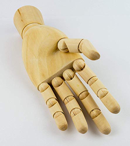 Mont Marte Maniqui Mano - Mano Modelo Madera - Mano Izquierda - 25,4 cm - Mannequin flexible, ideal como modelo para Dibujar - Perfecto Auxiliar de Dibujo para Principiantes, Profesionales y Artistas