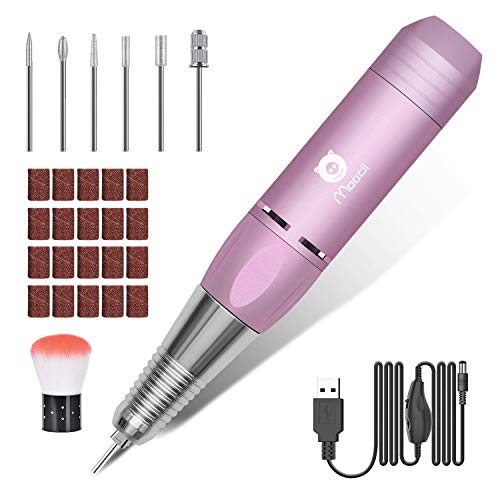 Moocii Torno para uñas 30000 Rpm lima electrica uñas portátil profesional para gel Uñas naturales Acrilicas Torno Set de Manicura y Pedicura para salón Casa Rosa