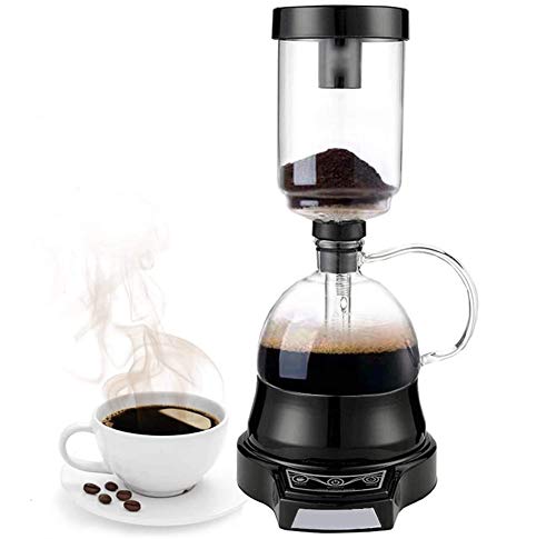 MOOLUNS Cafetera De Sifón, vacío Cafetera, eléctrica Sifón Coffee Pot Sifón pote de Cristal Resistente de Alta Temperatura de Vidrio, 220v,Negro