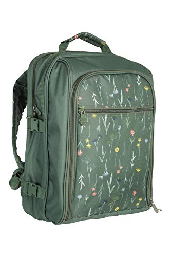 Mountain Warehouse Set de Picnic para Cuatro Personas - Mochila de Picnic compacta, portabotella isotérmico Desmontable, cubertería de 12 Piezas, Platos y más Caqui Talla única