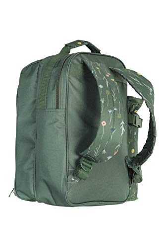 Mountain Warehouse Set de Picnic para Cuatro Personas - Mochila de Picnic compacta, portabotella isotérmico Desmontable, cubertería de 12 Piezas, Platos y más Caqui Talla única