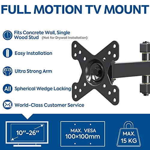 Mounting Dream Soporte TV Giratorio Inclinable, Soporte de Pared para Monitor para la Mayoría de los 10-26 Pulgadas LED, LCD TVs de hasta VESA 100x100mm y 15kg, MD2463-02