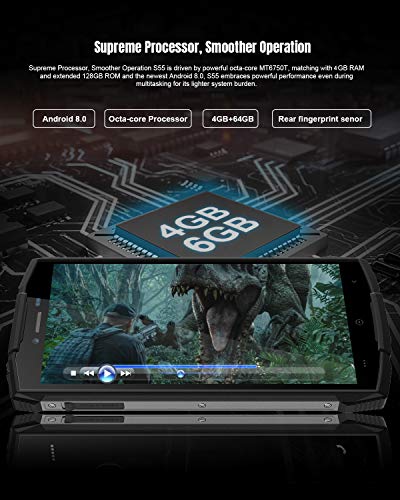 Movil Resistente DOOGEE S55 Smartphone Al Aire Libre Robusto 4G, Doble SIM Libre Android 8.0 Celular, IP68 Teléfono Móvil 4+64GB, 5,5 Pulgadas HD GPS/5500mAh/Cámara 13+8MP/Face ID Celular, Naranja