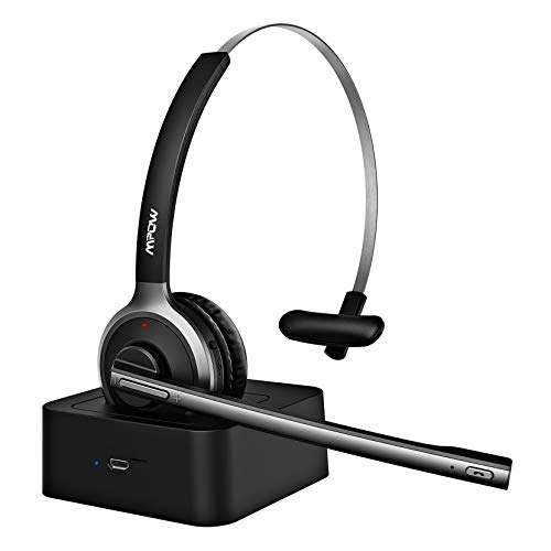 Mpow Auriculares Bluetooth V4.1 con Micrófono,Cancelación de Ruido, Auriculares Inalámbrico Diadema con Base de Carga, Auriculares Manos Libres Compartible con Móvil, Skype VoIP ,Oficina, Conductor