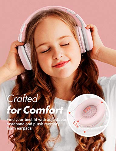 Mpow CH6 Plus Auriculares Bluetooth para Niños, Auriculares Inalambricos para Niños, Sonido Estéreo, Límite De Volumen De 94dB, Micrófono con CVC 6.0, Tiempo De Uso De 15 Horas, Ligero, Cómodo