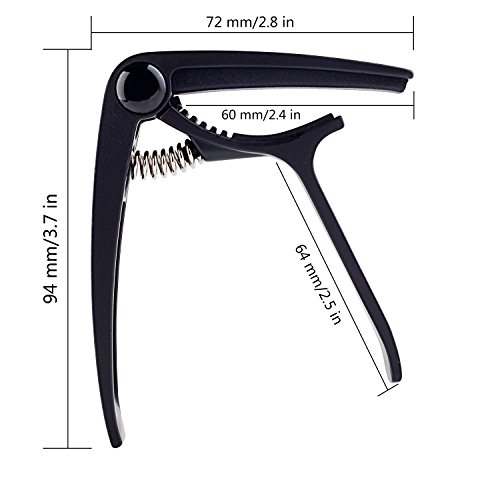 MUGIG Cejilla de Resorte fabricado en Aleación de Aluminio para Guitarra Eléctrica, Acústica y Clásica- Forma de gatillo, Ligero & Buena sensación al tacto (Negro)