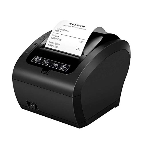MUNBYN Impresora de Ticket Térmica Bluetooth, Impresora de Recibos 80mm, Ticketera Velocidad 300mm/s ESC/POS Compatible con Android/Windows, Negra