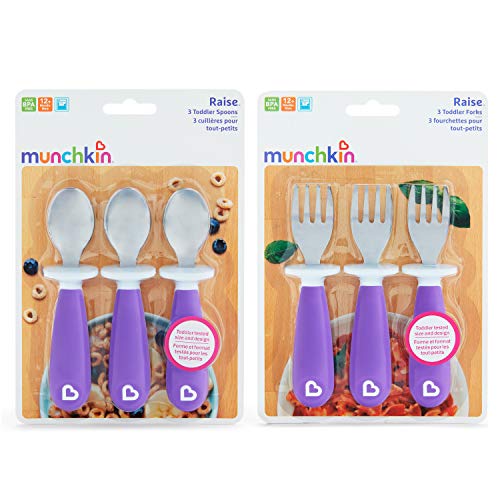 Munchkin Raise - Pack de 6 Tenedores y Cucharas para Bebés, Morado