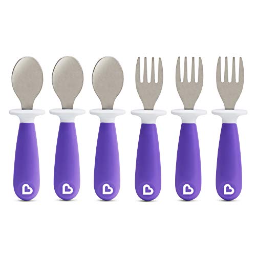 Munchkin Raise - Pack de 6 Tenedores y Cucharas para Bebés, Morado