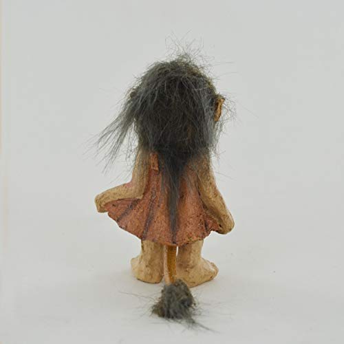 Muñeca de troll con vestido, escultura pequeña, regalo único para decorar el hogar, 8 cm de alto