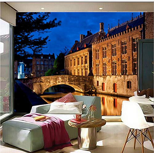 Mural 3d Murales en 3D personalizados, casas de los puentes Noche en las ciudades del canal Papel De Parede, restaurante del hotel, sala de estar, sofá, pared, dormitorio, papel pintado