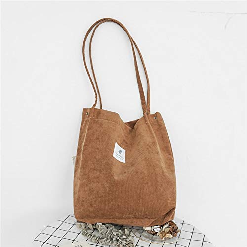 N / A Bolsos de Mujer Bolsas de Pana para Estudiantes Bolso de Hombro Casual de Color sólido Bolso de Mujer Reutilizable Bolso de Playa de Compras 34x30x12 cm