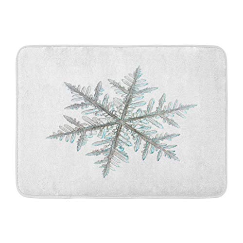 N / A Felpudos Entrada,Tapetes Puerta,Felpudo De Puerta,Hielo Real Copo De Nieve Único Estelar Dendrita Cristal Blanco como La Nieve Frost Baño Decoración Alfombra Alfombra De Baño