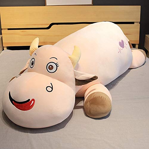 N / A Heartbeat Cow Peluche de Juguete de Peluche de Dibujos Animados Animal Vaca muñeca Siesta Almohada cojín niños niña Regalo de cumpleaños decoración del hogar sin batería 75cm