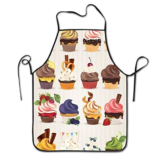 N\A Delantales de Cupcakes para Hombres y Mujeres, Delantal de Chef de Cocina, Delantal con Peto Ajustable para cocinar, para Servir - 20.4 'X 28.3'