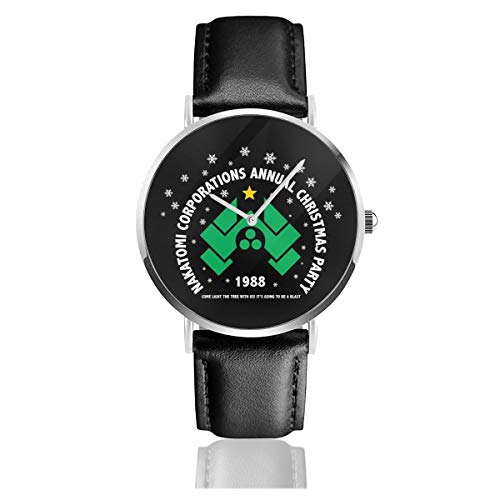 Nakatomi - Reloj de Pulsera de Piel con Correa de Piel Negra para Hombre y Mujer, diseño de Copos de Nieve, Unisex, Ideal para Negocios