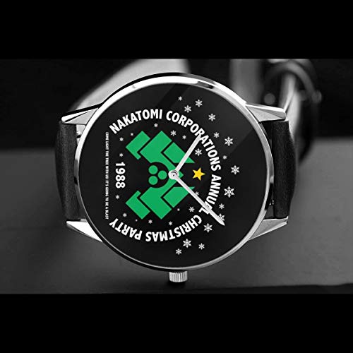 Nakatomi - Reloj de Pulsera de Piel con Correa de Piel Negra para Hombre y Mujer, diseño de Copos de Nieve, Unisex, Ideal para Negocios