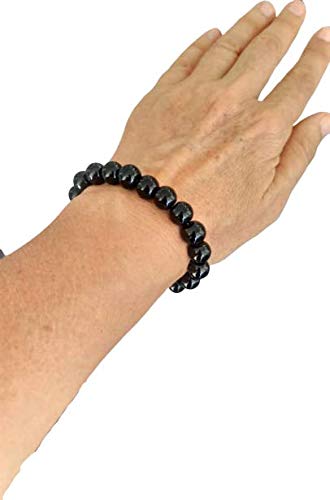 Natuxia Pulsera Turmalina Negra, Pulsera Chakra Raíz, Pulsera Anti EMF Hombre/Mujer, Joyas Piedra de Protección EMF con Iones Negativos