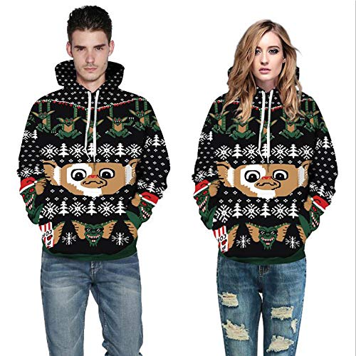 Navidad Suéter Impresión Digital De Gran Tamaño Deportes Hombres Y Mujeres Transpirables Modelos con Capucha Monster Coat,L/XL