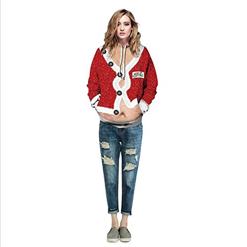 Navidad Suéter Impresión Digital De Gran Tamaño Deportes Hombres Y Mujeres Transpirables Modelos con Chaqueta con Capucha,2,2XL/3XL