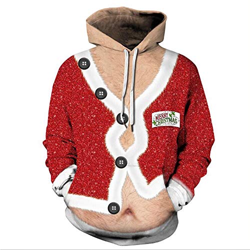 Navidad Suéter Impresión Digital De Gran Tamaño Deportes Hombres Y Mujeres Transpirables Modelos con Chaqueta con Capucha,2,2XL/3XL