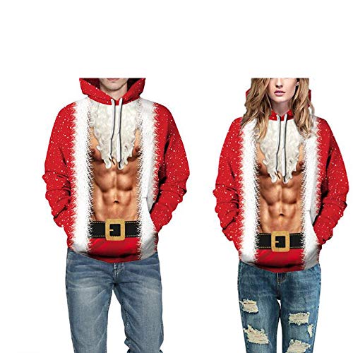 Navidad Suéter Impresión Digital De Gran Tamaño Deportes Hombres Y Mujeres Transpirables Modelos con Chaqueta con Capucha,2,2XL/3XL