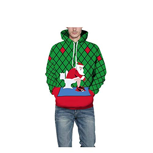 Navidad Suéter Impresión Digital De Gran Tamaño Deportes Hombres Y Mujeres Transpirables Modelos con Chaqueta con Capucha,2XL/3XL