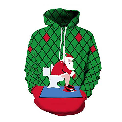 Navidad Suéter Impresión Digital De Gran Tamaño Deportes Hombres Y Mujeres Transpirables Modelos con Chaqueta con Capucha,2XL/3XL