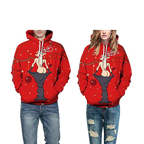 Navidad Suéter Impresión Digital De Gran Tamaño Deportes Hombres Y Mujeres Transpirables Modelos con Chaqueta con Capucha,L/XL