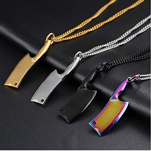 NCDFH Steampunk Colorido Cuchillo de Cocina Colgante Collar Moda Hip Hop Accesorios de Acero Inoxidable para Hombres Regalos para niños para el año Negro