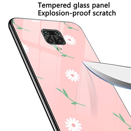 N/D Funda compatible con Xiaom i Redm i Note 9S, margaritas, cristal templado, parte trasera con marco de silicona TPU suave, resistente a los golpes y arañazos