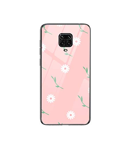 N/D Funda compatible con Xiaom i Redm i Note 9S, margaritas, cristal templado, parte trasera con marco de silicona TPU suave, resistente a los golpes y arañazos