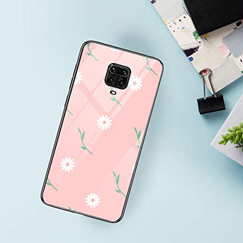 N/D Funda compatible con Xiaom i Redm i Note 9S, margaritas, cristal templado, parte trasera con marco de silicona TPU suave, resistente a los golpes y arañazos