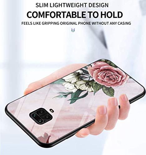 N/D Funda compatible con Xiaom i Redm i Note 9S Teléfono Móvil Mármol Cristal Back Cover 9H Protección Resistente a arañazos Suave Bumper Case para Xiaom i Redm i Note 9S