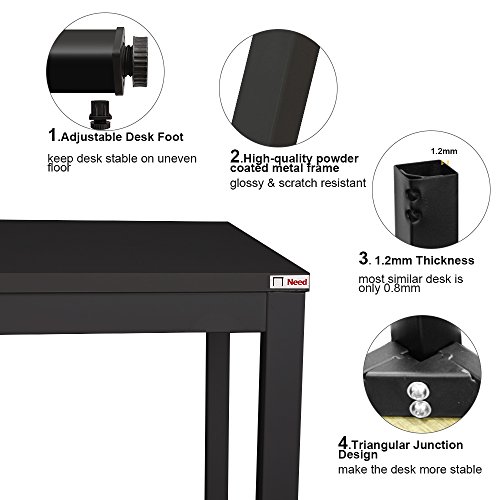 Need 138x55cm Escritorios Mesa de Ordenador Escritorio de Oficina Mesa de Estudio Puesto de Trabajo Mesa de Conferencias Talla Grande, Negro,AC3CB-140-NEW