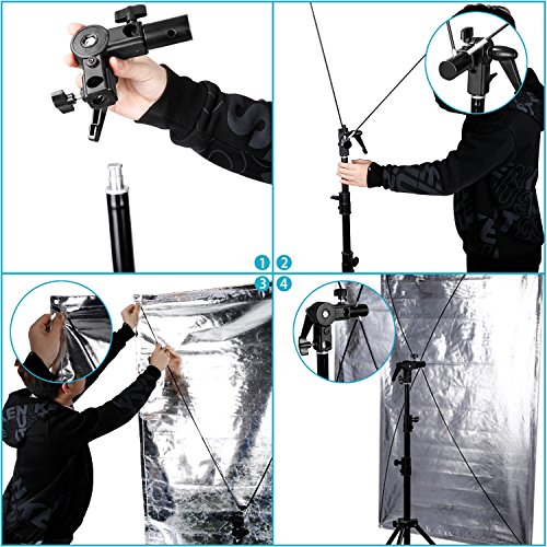 Neewer 88,9 cm x 177,8 cm/90 x 180 cm Estudio fotográfico Dorado/Plateado y Negro/Blanco en Panel de luz Reflector con 360 Degree rotación de un Soporte de Pared y Bolsa de Transporte