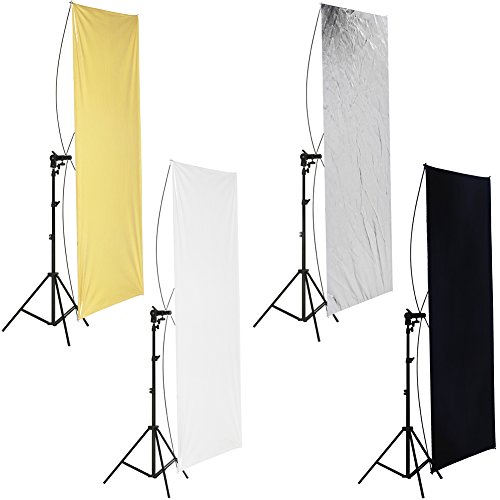 Neewer 88,9 cm x 177,8 cm/90 x 180 cm Estudio fotográfico Dorado/Plateado y Negro/Blanco en Panel de luz Reflector con 360 Degree rotación de un Soporte de Pared y Bolsa de Transporte